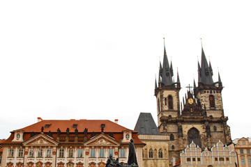 Fototapeta premium Prague. 10.05.2019: Staircase to the treasury, Saint Vitus's Cathedral, Prague castle, Prague, Czech Republic. Gothic ornamental detail of roof St. Vitus Cathedral.