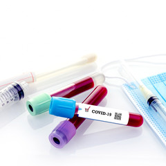 COVID-19 or Coronavirus positive blood test result epidemic virus respiratory syndrome.