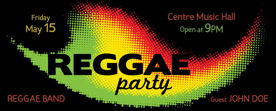 Template for Reggae Party flyer. Vector. CMYK colors