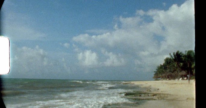 Super 8 film footage of a Tropical Caribbean Beach