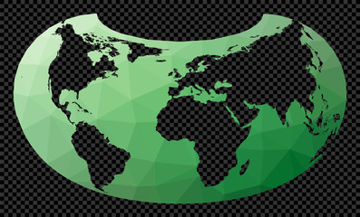 Fototapeta premium Abstract digital map of the world. Armadillo projection. Polygonal map of the world on a transparent background. Stencil shape geometric globe. Astonishing vector illustration.