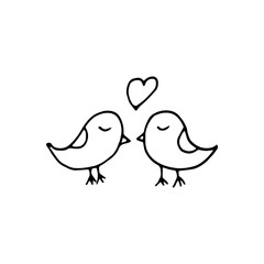 Single hand drawn lovely little birds for summer and spring decoration or design. Doodle vector illustration. Isolated on white background