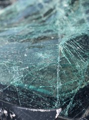 shattered glass windshield after a car accident