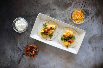 Breakfast Tacos with Egg, Cheese and Salsa