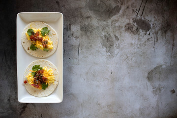 Breakfast Tacos with Egg, Cheese and Salsa