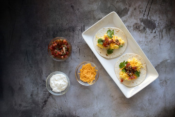 Breakfast Tacos with Egg, Cheese and Salsa
