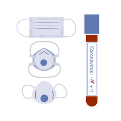 Vector illustration Blood tube, negative Chinese corona virus ncov test. Masks Protect from 2019-nCoV. China pathogen respiratory coronavirus SARS pandemic risk alert Medicine Design for web, print