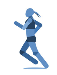 Fototapeta na wymiar Women's run. Vector illustration Simplified symbolic image of a man. The girl goes in for sports, runs. Running female athlete. Side view. Isolated on a white background.