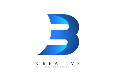 B Letter Logo Design with 3D and Ribbon Effect and Blue Gradient.