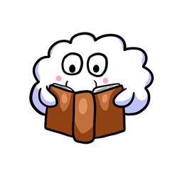 Stylized Cartoon Cloud Reading a Book