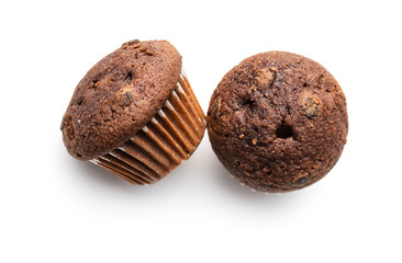 Sweet muffins. Cupcakes with chocolate.