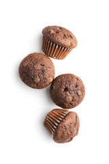 Sweet muffins. Cupcakes with chocolate.