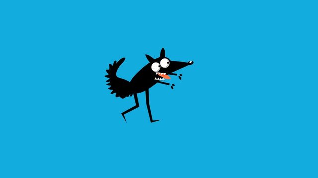 Funny walking fox. Cartoon animation. Seamless loop.