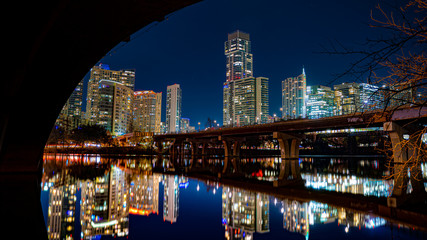 The skyline in the city of Austin, Texas. 