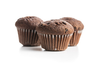 Sweet muffins. Cupcakes with chocolate.