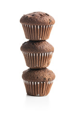 Sweet muffins. Cupcakes with chocolate.