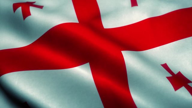 Georgia flag waving in the wind. National flag of Georgia. Sign of Georgia seamless loop animation. 4K