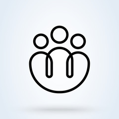 Teamwork icon in line style. Project team or group, collaboration symbols. Brainstorming.
