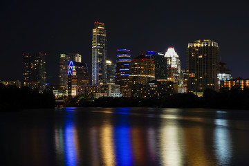 The skyline in the city of Austin, Texas. 