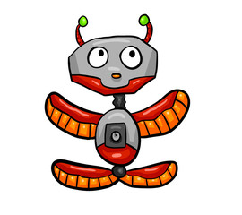Happy Stylized Red Flying Robot