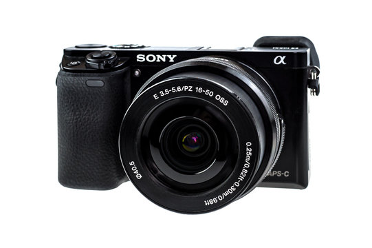 Brilon, North Rhine Westphalia / Germany - February 5th 2020: Sony Alpha 6000 digital camera photographed in the studio. Illustrative editorial.
