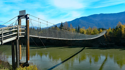 Pedestrian suspension bridge over the Nass River