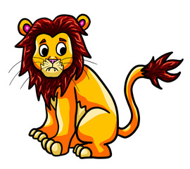 Cartoon Stylized Sad Lion
