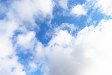 Light blue sky with cirrocumulus clouds. Beautiful sky background