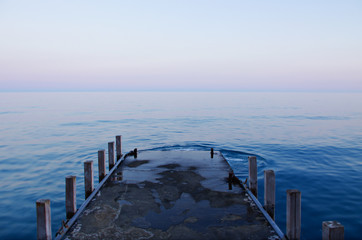 bridge to the sea, seaside sunset