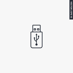 Flash drive, linear style sign for mobile concept and web design