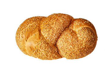 Challah bun isolated on white background