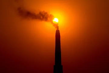 Fotobehang Brick kilns are the leading cause of air pollution in Dhaka city and also Bangladesh. © Onuchcha