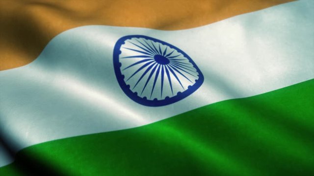 India flag waving in the wind. National flag of India. Sign of India seamless loop animation. 4K