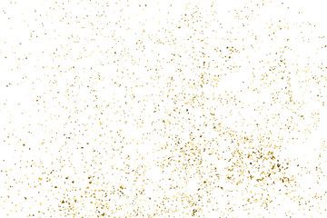Gold Glitter Texture Isolated On White. Amber Particles Color. Celebratory Background. Golden Explosion Of Confetti. Design Element. Digitally Generated Image. Vector Illustration, Eps 10.