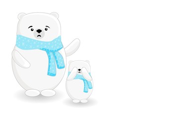 Northern bears. Animal parents. Cartoon characters isolated on a white background..