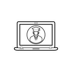E- Learning line icon. Flat style vector.