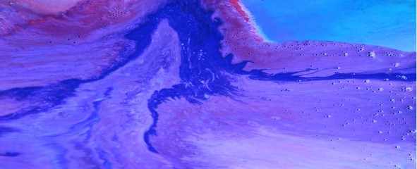 Purple-blue marble abstract background. Natural stone texture. Acrylic paint flows freely and...