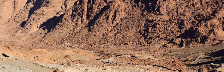 Mount Sinai, Qesm Sharm Ash Sheikh, South Sinai Governorate. Egypt. Pilgrims meet the dawn on the holy mountain. (Mount Horeb, Gabal Musa, Moses Mount).
