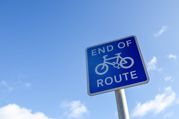 End of Cycle Route on Public Footpath.