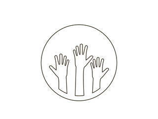Charity, hand, volunteer icon. Vector illustration, flat design.