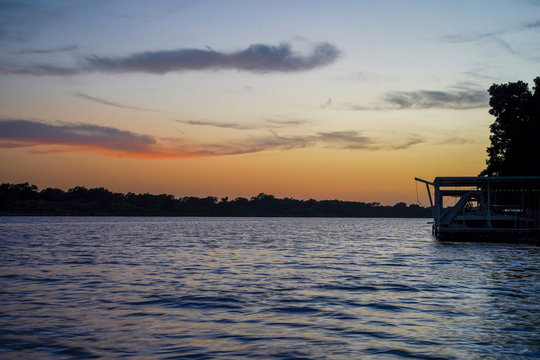 Sunset Over Lake Marble Falls Texas. 