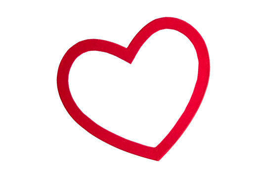 Red heart on a white background on white background isolated