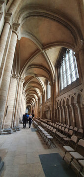 Peterborough Cambridshire, U.K., - January 28, 2020 - Peterborough Cathedral interior with its unique arches and old design