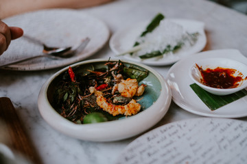 Table setting in Balinese restaurant