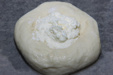 the fluffy bun cheese close-up, concept of Breakfast