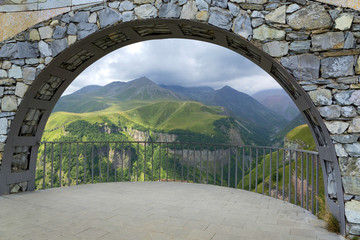 Georgia, Caucasus:  Russia–Georgia Friendship Monument, view Devil's Valley