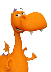 Naklejka premium baby dragon cartoon cute portrait id in a white background