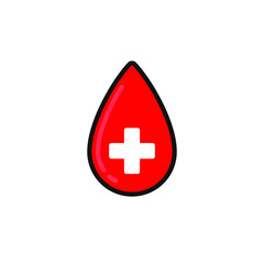 Fototapeta premium Medical cross in red drop icon vector image.
