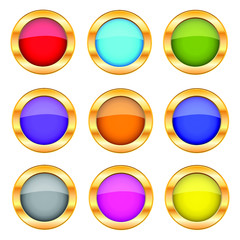Set of colored buttons circle shape