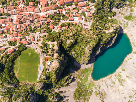 Aerial view of Modro lake, Imotski, Croatia